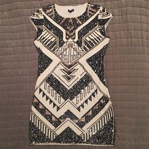 Express Short Sleeve Sequin Bodycon Dress